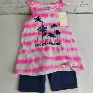 'LUCKY BRAND' 2-PIECE LOGO RACERBACK-TOP & SHORTS SET